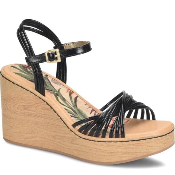 BOC by Born Catalina Wedge Sandals Strappy Platforms Black Size 9 NEW - Picture 1 of 7